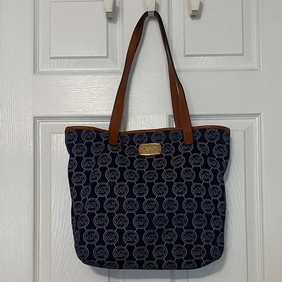 Michael Kors Dark Blue and Tan Tote - Picture 1 of 5